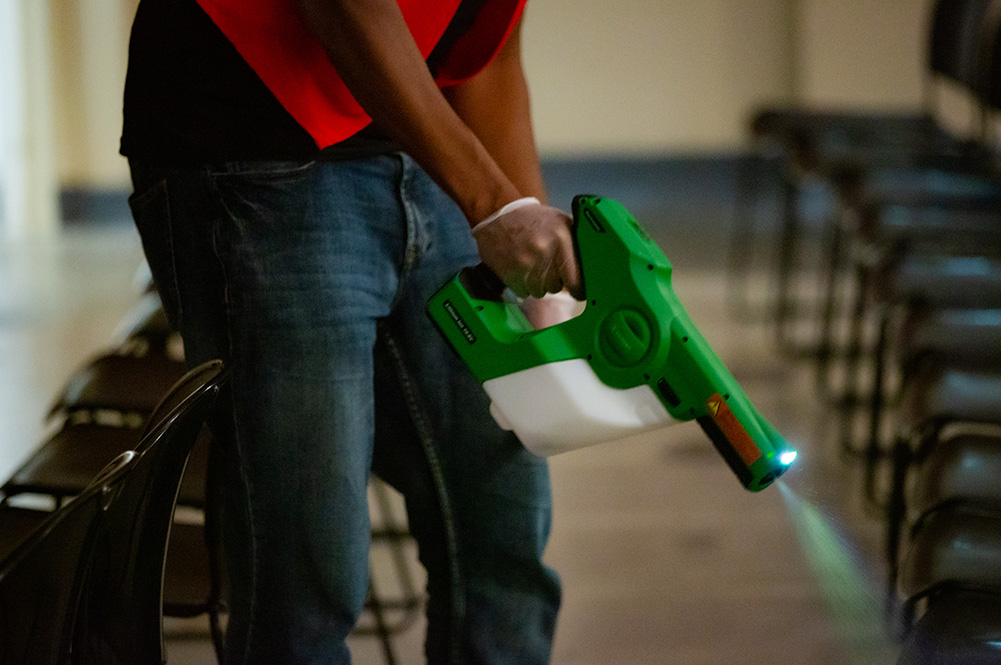 Commercial cleaning,
Disinfection